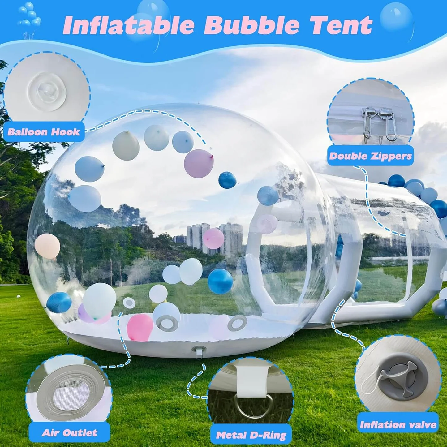 10ft Inflatable Bubble Tent with Blower – Clear Dome for Events & Glamping